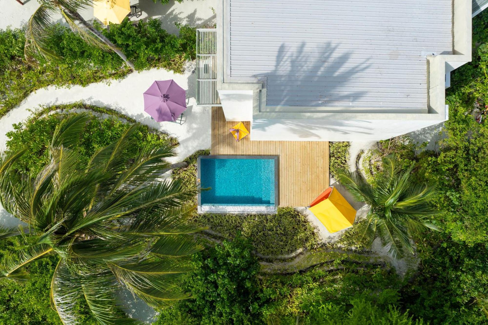 Hard Rock Hotel Maldives Emboodhoo Lagoon Exterior foto Villa 10, aerial view